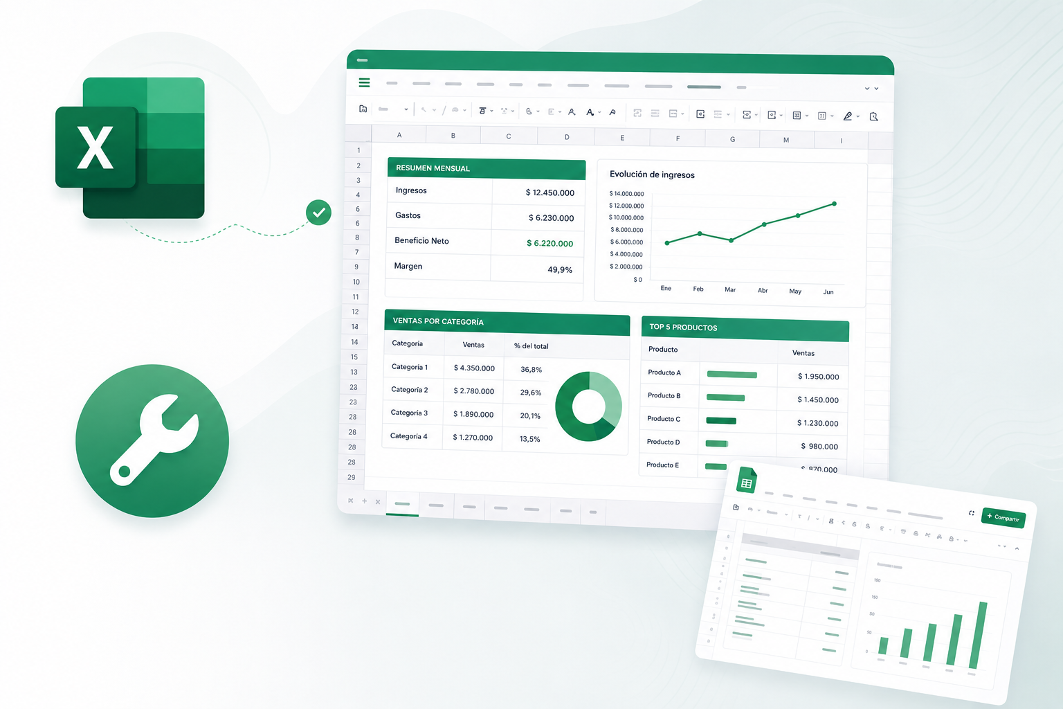 Arreglo y soporte de planillas Excel y Sheets